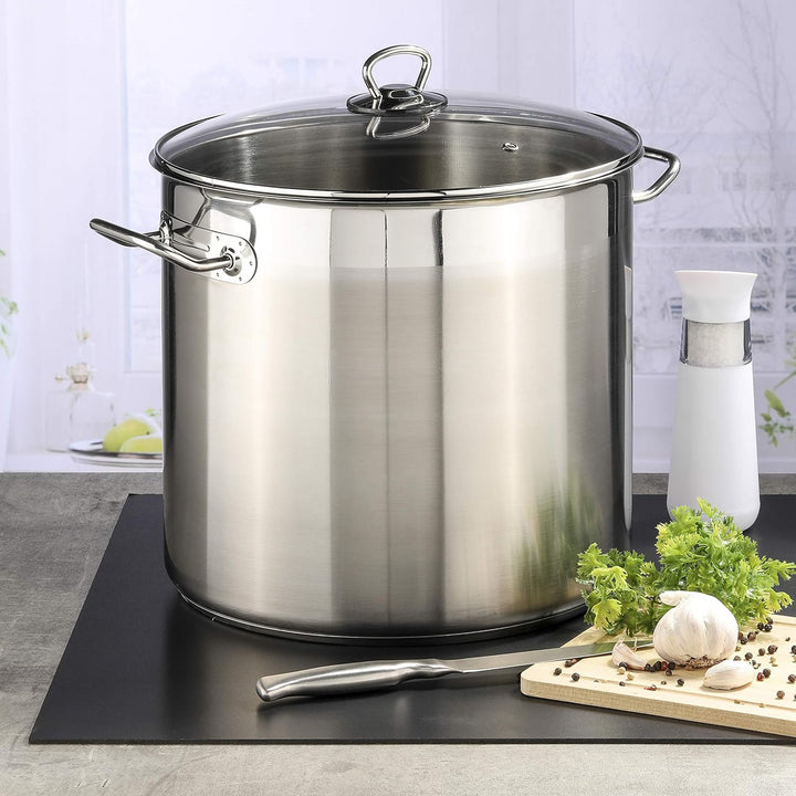 Haushalt International Universaltopf mit Glasdeckel (15l & 28cm Durchmesser) - 15 Liter Edelstahl To