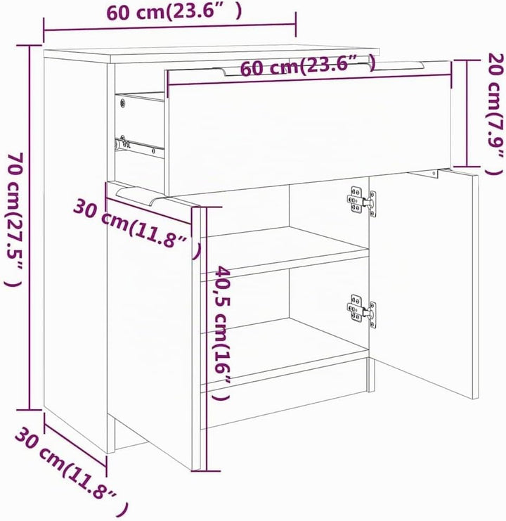 vidaXL Sideboard Kommode Anrichte Schrank Beistellschrank Mehrzweckschrank Standschrank Wohnzimmer F