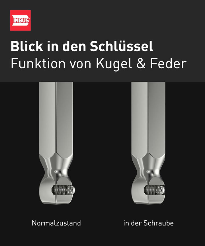 INBUS® 76893 — Das Original. Made in Germany — Set 9tlg, 1.5–10mm, mit GeckoTip® & Kugelkopf 9× (1.5