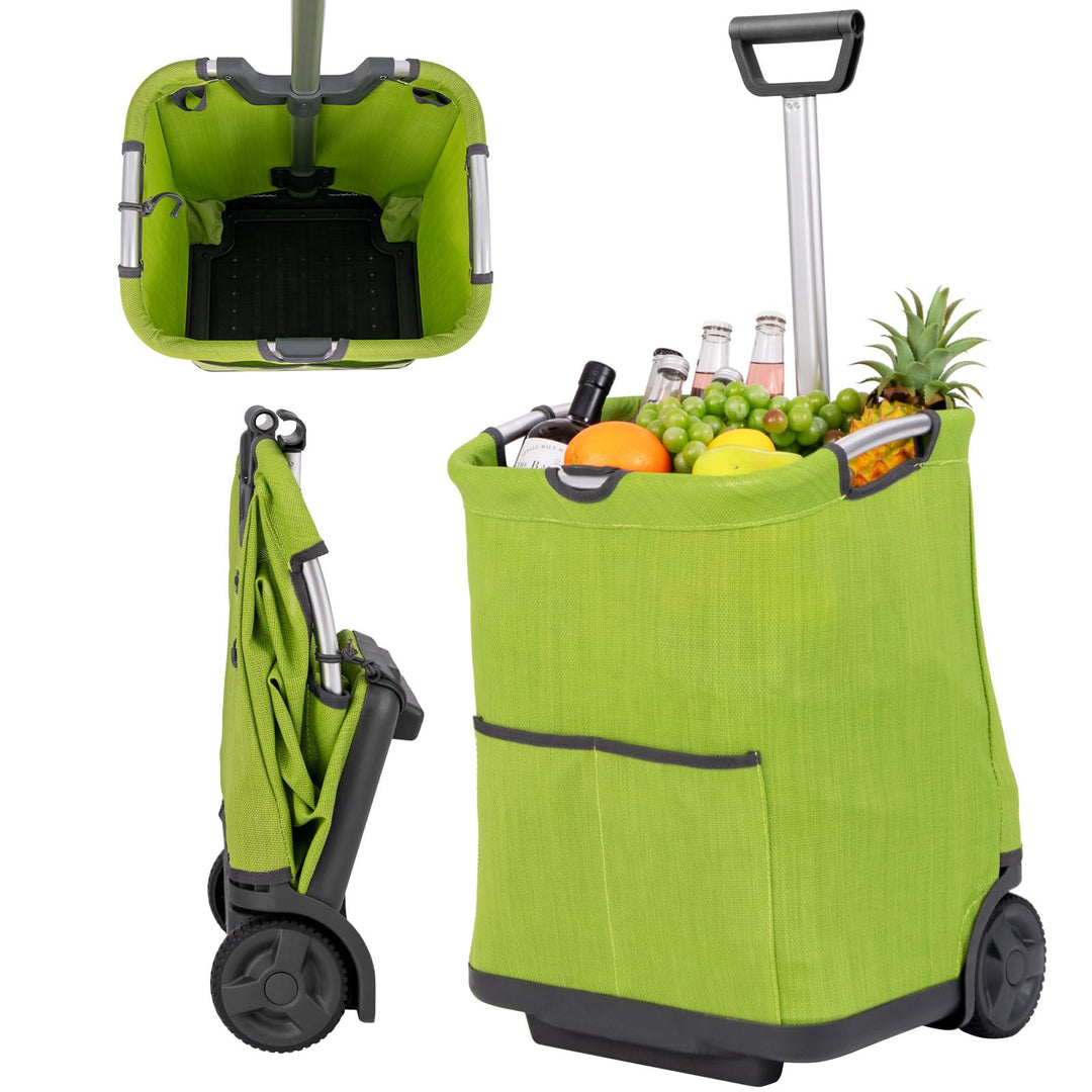 COSTWAY Einkaufstrolley klappbar, 50 Liter, Einkaufswagen mit 3 Taschen & verstellbarem Griff, Einka