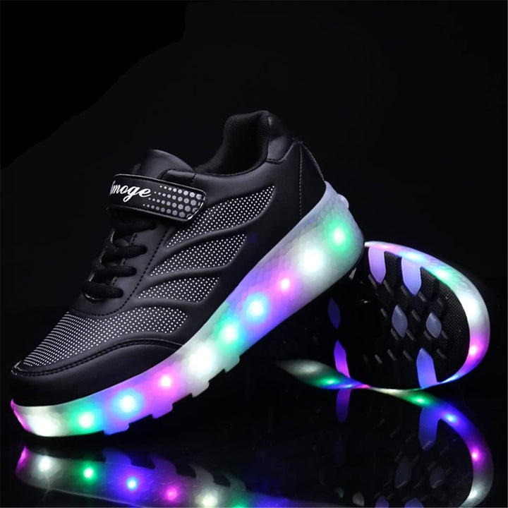 Kinderroller mit LED Licht | Automatisch Einziehbar & Abnehmbare Vorderreifen | Outdoor-Spiel-Schuhe