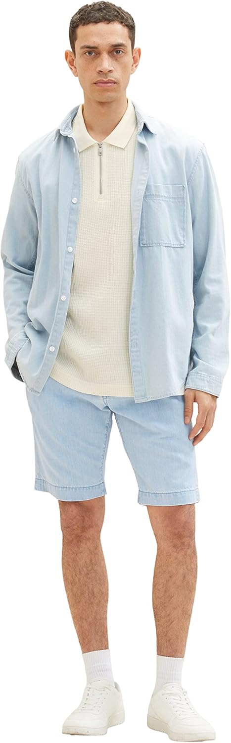 TOM TAILOR Herren Bermuda Shorts 28 10112 - Clean Light Stone Blue Denim, 28 10112 - Clean Light Sto