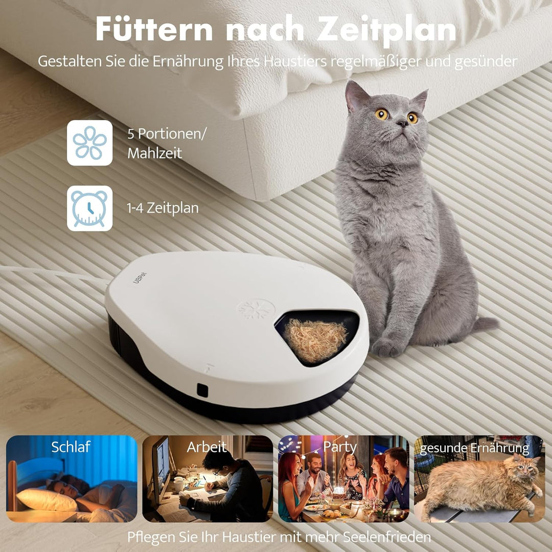 UBPET F10 Futterautomat Katze Nassfutter mit Kühlung, Halbleiter Kühlung, Timing-Funktion Futterauto