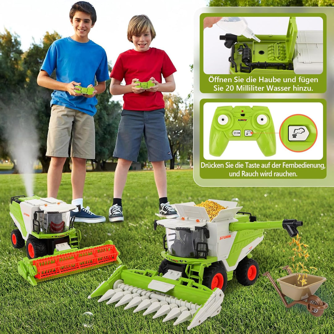 Charmofun Ferngesteuerter Mähdrescher, Mähdrescher Spielzeug Gross, RC Harvester Traktor mit Licht u