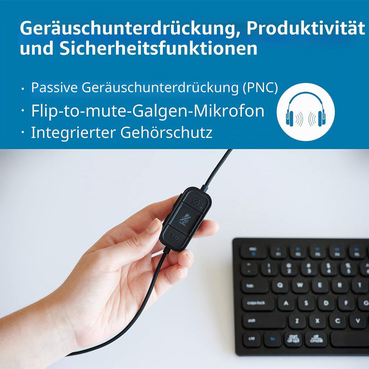 Kensington H2000 Over-Ear USB-C Kopfhörer mit Mikrofon, Windows- und Mac-kompatibel, Noice Cancellin