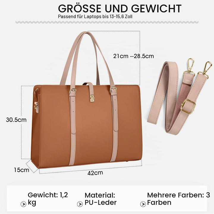 IGOLUMON Handtasche Damen Shopper Damen Gross Wasserdicht Laptop Tasche Damen 15.6 Zoll PU Leder Arb