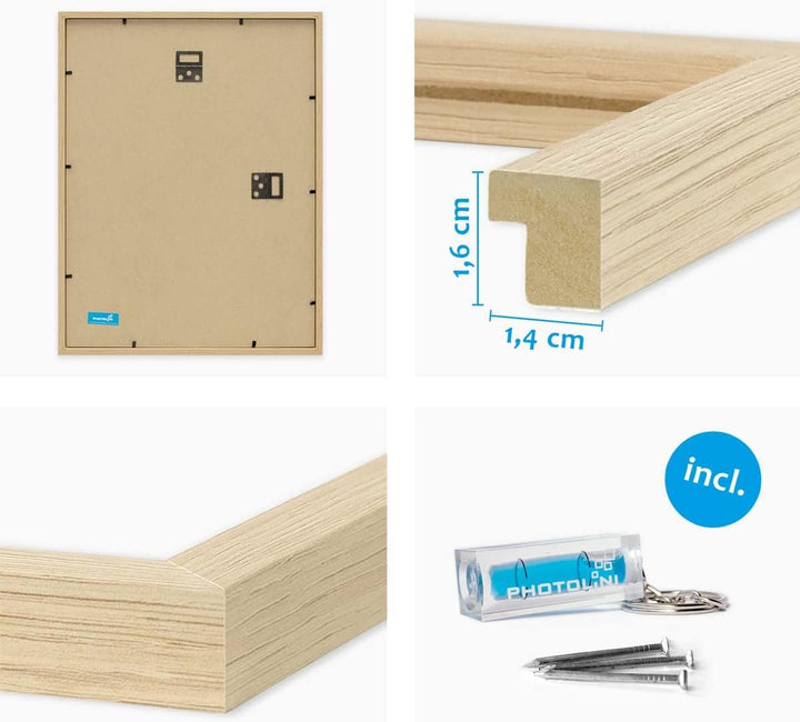 PHOTOLINI Bilderrahmen 50x70 Holz MDF Natur 10er Set, 50x70 cm Bilderrahmen gross, Rahmen 70x50 Puzz