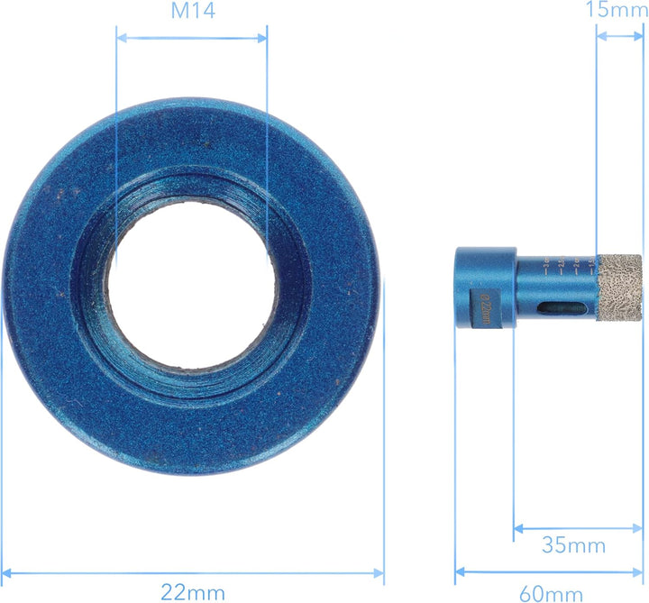 PRODIAMANT Diamant Bohrer Fliese 22mm x M14 trockenbohren von Fliese, Feinsteinzeug, Keramik, Naturs