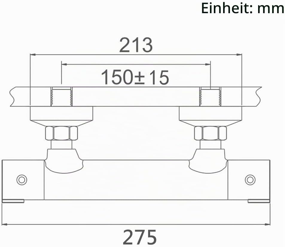 AFUDER Duschthermostat Mischbatterie 38℃ Schwarz Badewannen-Brausethermostat G 1/2" Zwei-Auslauf-Bra