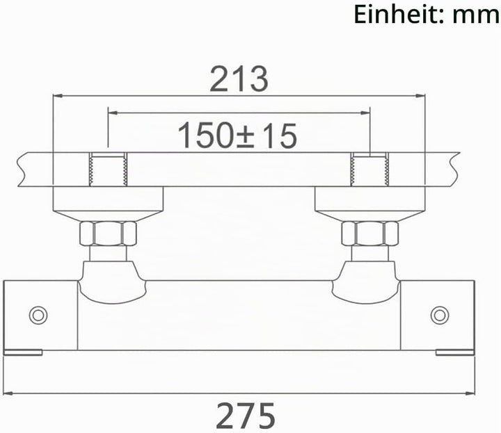 AFUDER Duschthermostat Mischbatterie 38℃ Schwarz Badewannen-Brausethermostat G 1/2" Zwei-Auslauf-Bra