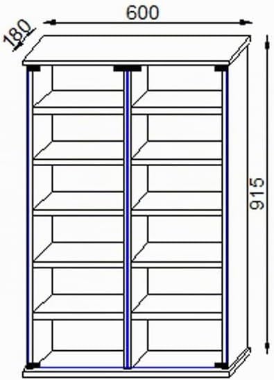 VCM Holz CD DVD Stand Regal Schrank Aufbewahrung Standregal Ständer Roma Glastür Schwarz, Schwarz