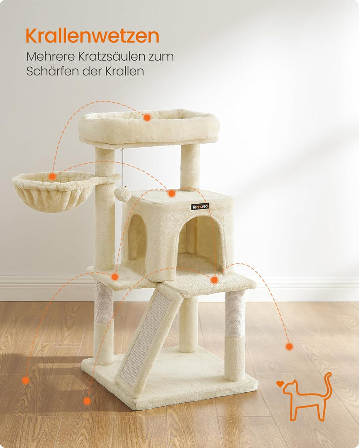 Feandrea Kratzbaum, Katzenbaum mit grosser Plattform, beige PCT51M, beige