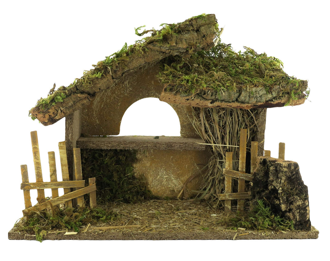 Bertoni Leere Holzhütte mit Zaun und Fenster, Holz, Mehrfarbig, Einheitsgrösse