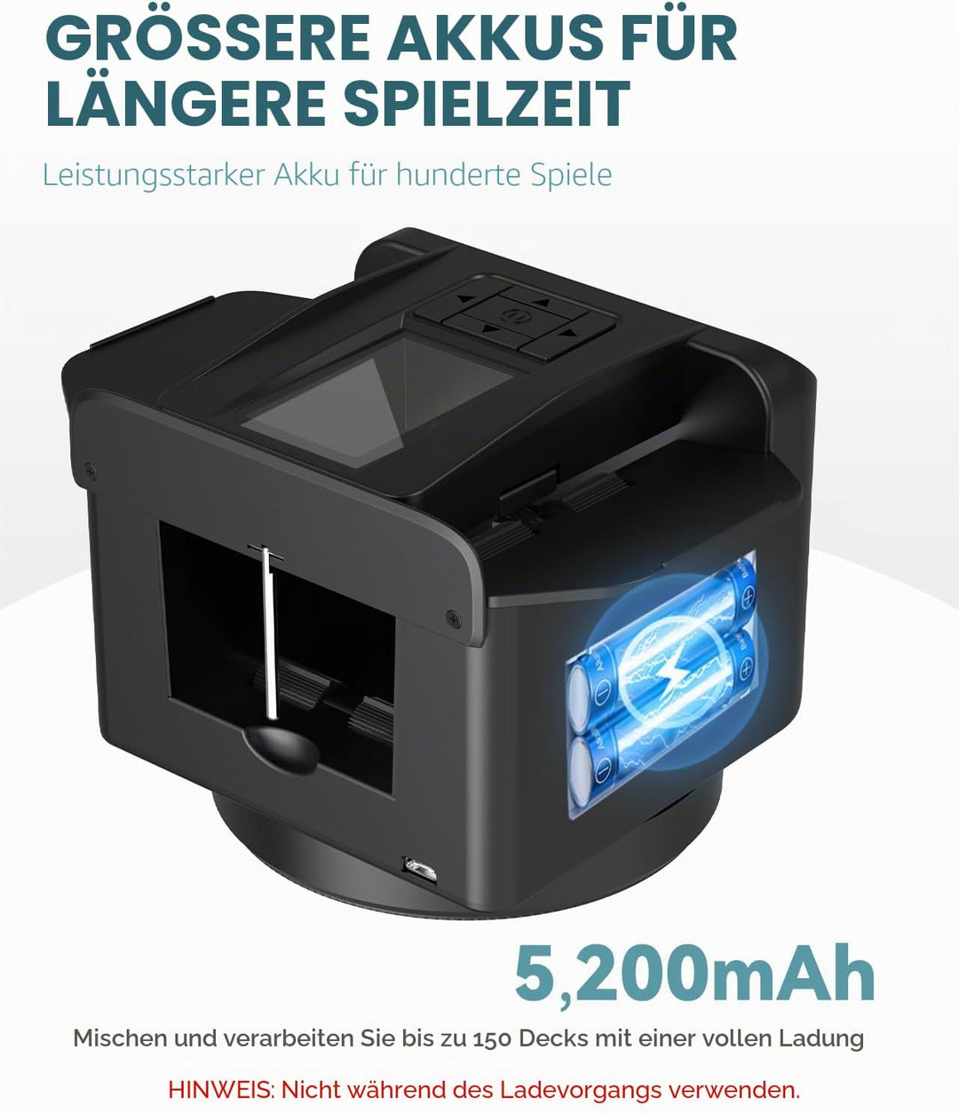 Kartenmischmaschine mit Austeilen, 360° Drehung für 1–2 Decks, mit 4 Fernbedienungen, Automatischer