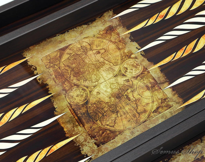 Trendy Backgammon Antique Map/Antik Welt Backgammon Tavla XXL