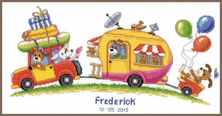 Vervaco Zählmuster Unterwegs in den Urlaub Zählmusterpackung-Stickpackung im gezählten Kreuzstich, B