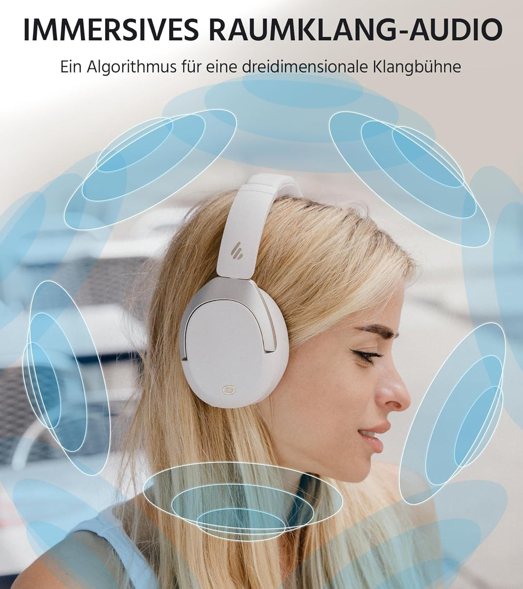 Edifier W830NB Wireless Over Ear Kopfhörer mit -45dB ANC, 94Std. AKKU, LDAC Hi-Res Sound, Spatial Au