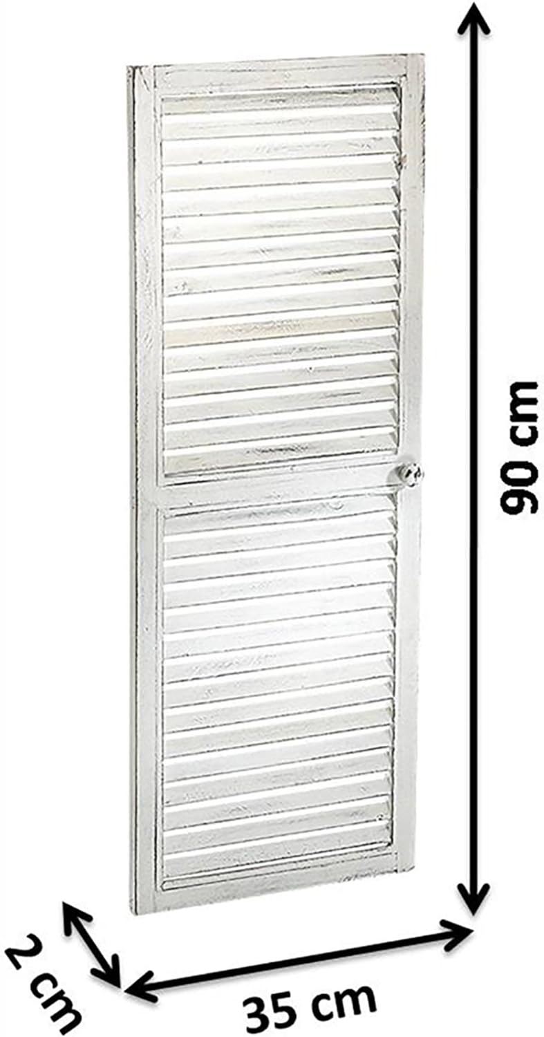 Kobolo Deko-Fensterladen Zier-Fensterladen Tür mit Lamellen - 35x90 cm - Vintage - weiss - Innenbere
