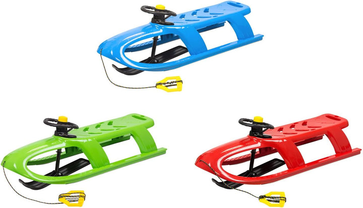 Prosperplast 2-Sitzer Bullet Control Kinderschlitten mit Lenkung Schlitten Kunststoff Lenkbar Zugsei