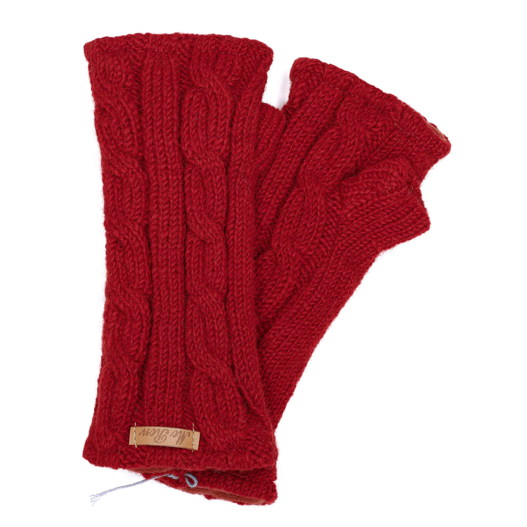 McRon Damen Gestrickte Pulswärmer Modell Emily Rot, Rot