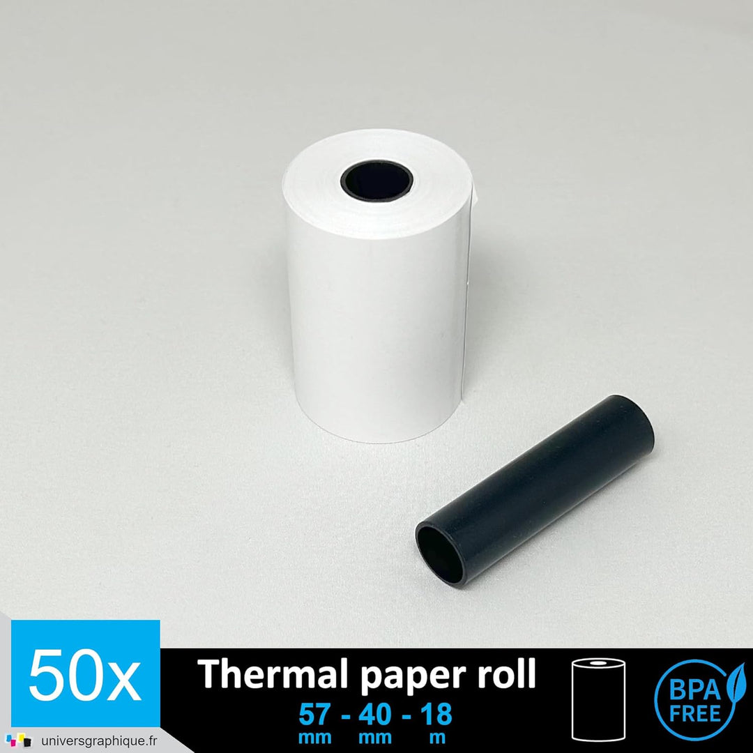 UNIVERS GRAPHIQUE 50 EC-Cash Thermorollen 57 x 40 x 12, geeignet für TPE Ingenico iWL220, BPA-frei,