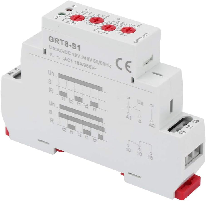 GRT8-S1 Mini Asymmetric Cycle Timer EIN/AUS Wiederholungszykluszeitrelais AC/DC12-240V mit sehr gros