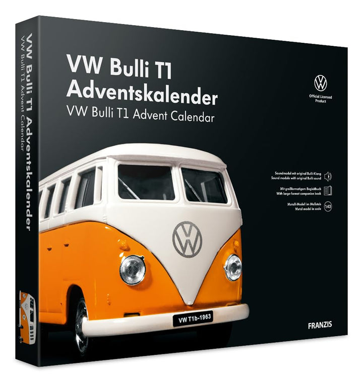 FRANZIS 55134 - VW Bulli T1 Adventskalender, Metall Modellbausatz im Massstab 1:43, inkl. Soundmodul