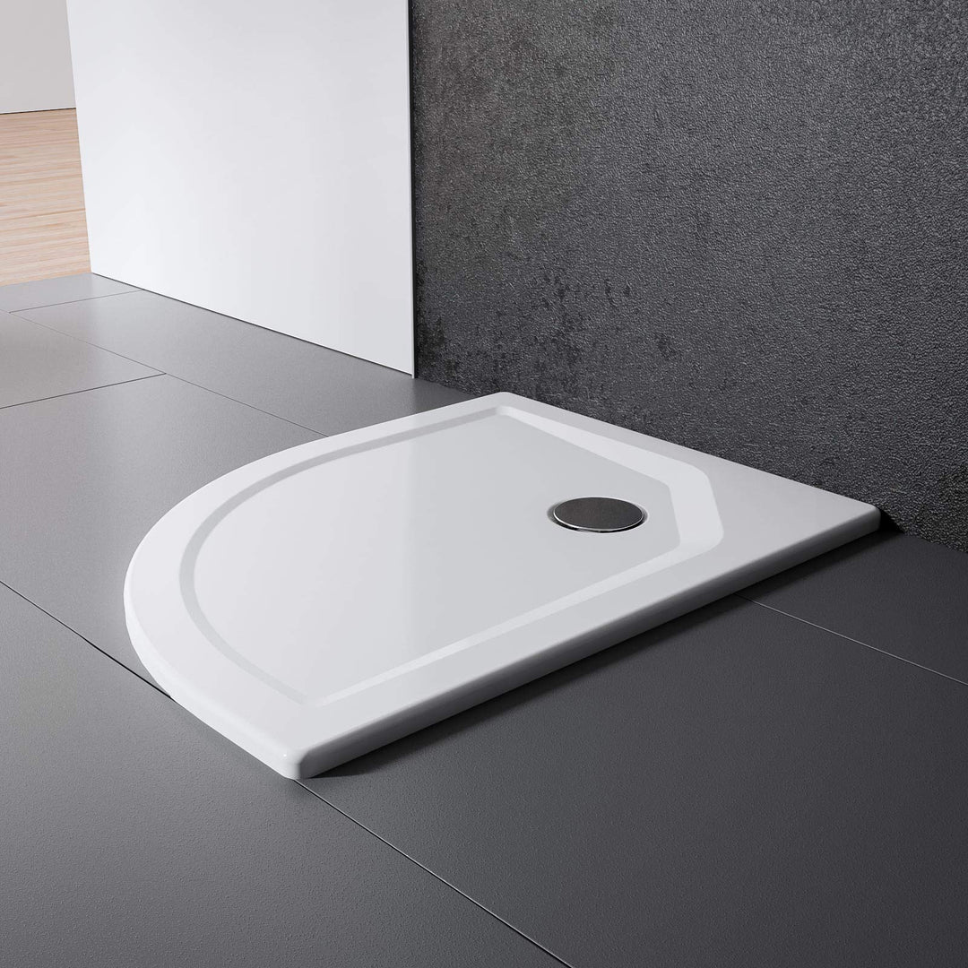 Schulte Duschwanne rund 80x80 cm Extra-flach 3,5 cm, Radius 550 mm, Sanitär-Acryl alpinweiss, inkl.