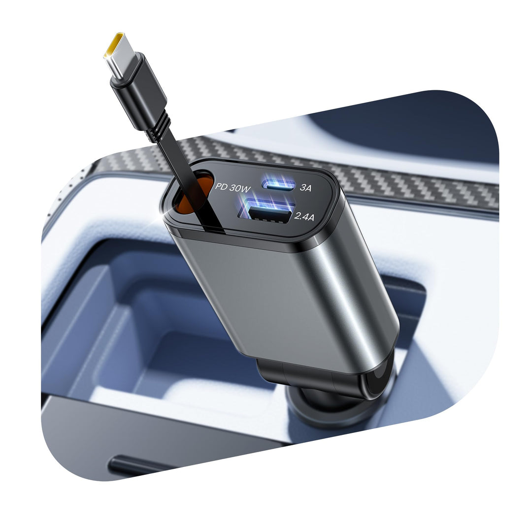 Zigarettenanzünder USB C, Super Kompakt Auto Ladegerät 57W Ladekabel Auto, 3 in 1 USB Kfz Ladegerät