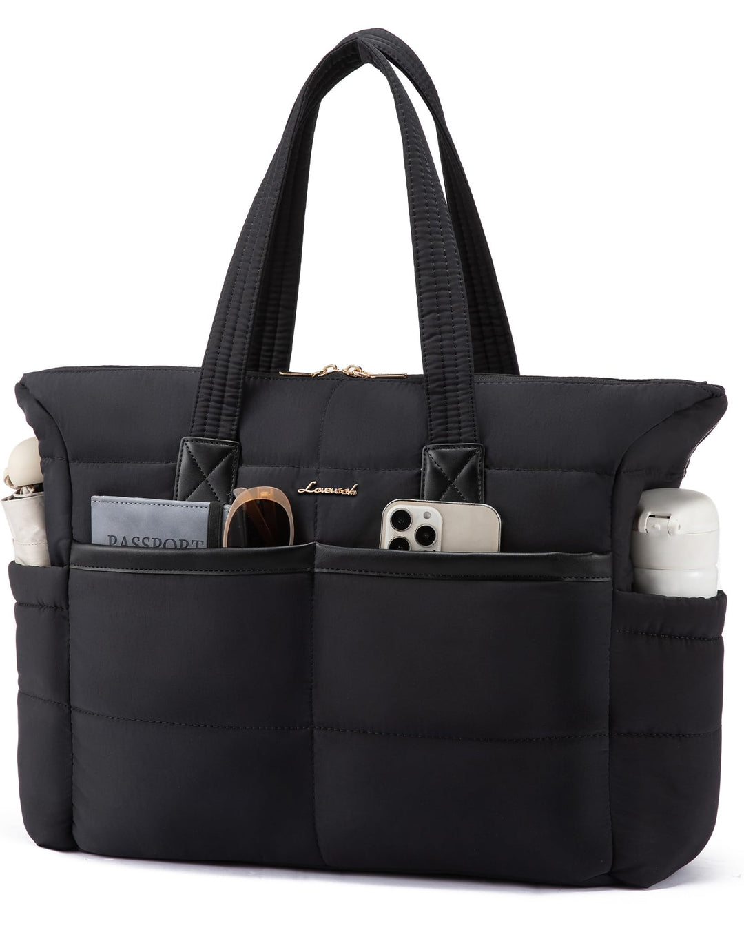 LOVEVOOK Handtasche Shopper Tasche Damen, 15,6 Zoll Puffer Laptoptasche Leicht Laptop Arbeitstasche