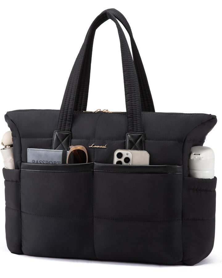 LOVEVOOK Handtasche Shopper Tasche Damen, 15,6 Zoll Puffer Laptoptasche Leicht Laptop Arbeitstasche