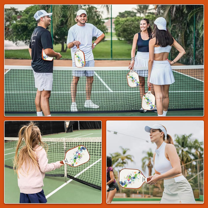Pickleball-Schläger | Pickle-Ball Set mit 4 | Graphit- und Glasfasern Pickle Ball Schläger | enthält