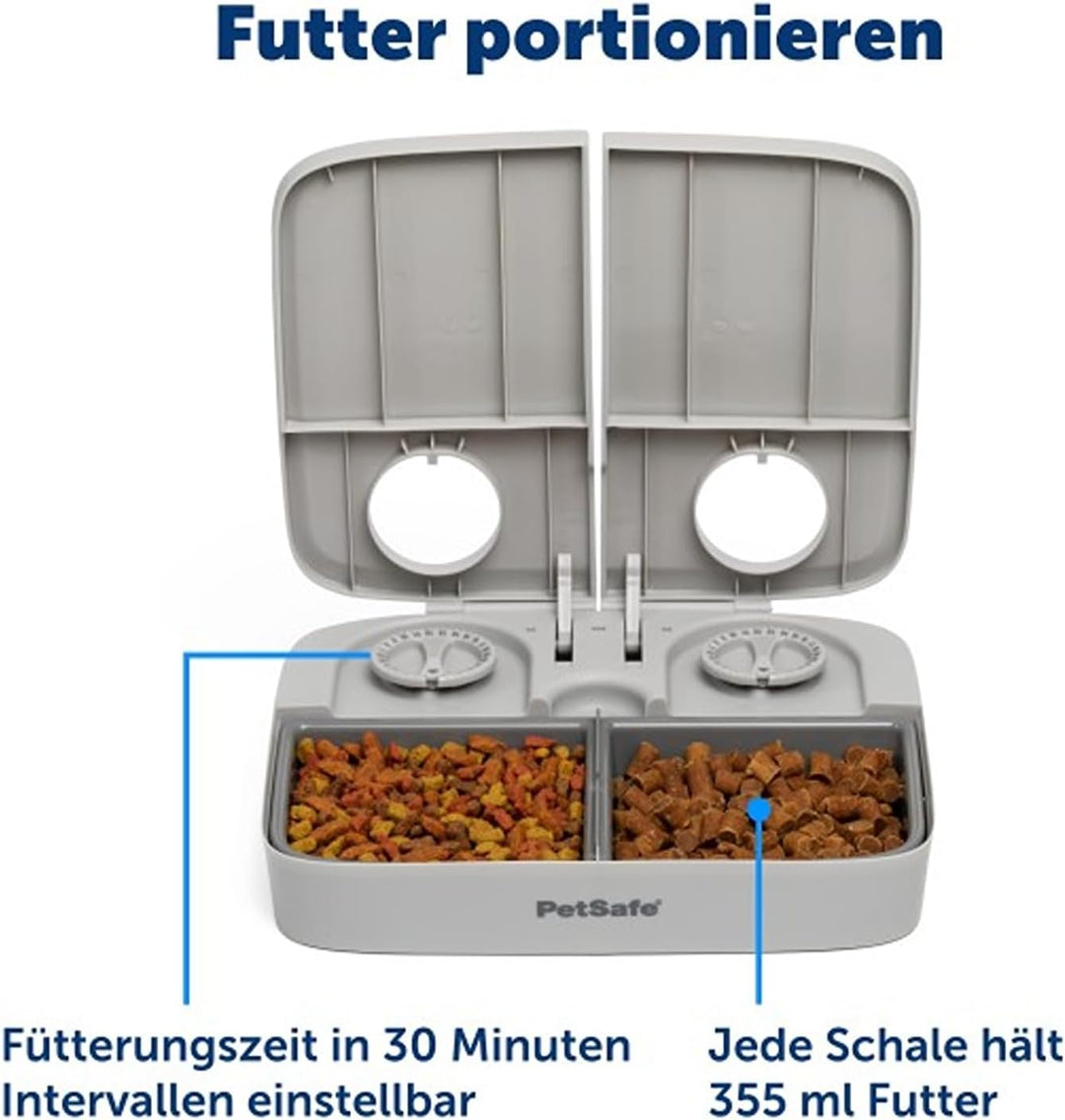 PetSafe Futterautomat für 2 Mahlzeiten, Integrierte Schaltuhren, BPA-freier Futternapf, Für Trockenf