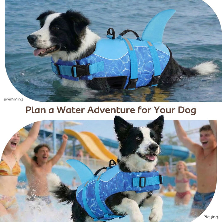 CITÉTOILE Schwimmweste Hunde Hai, Leicht und Sicher für Wassersport, hundeschwimmweste mit Griff und