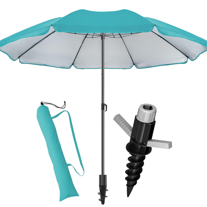 4smile Sonnenschirm Strand SunnyJoy Ø 200 cm, 3er Set - Strandschirm mit UV Schutz 50+, inkl. Sonnen