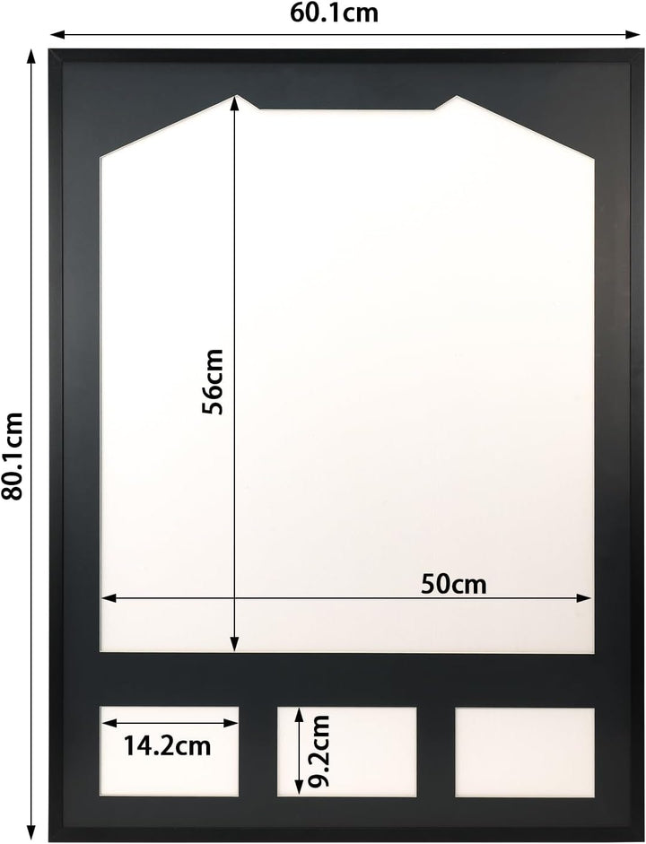 Giftgarden Trikotrahmen 60x80 cm Schwarz - 3D Objektrahmen für Trikots & Memorabilia - Trikot Bilder