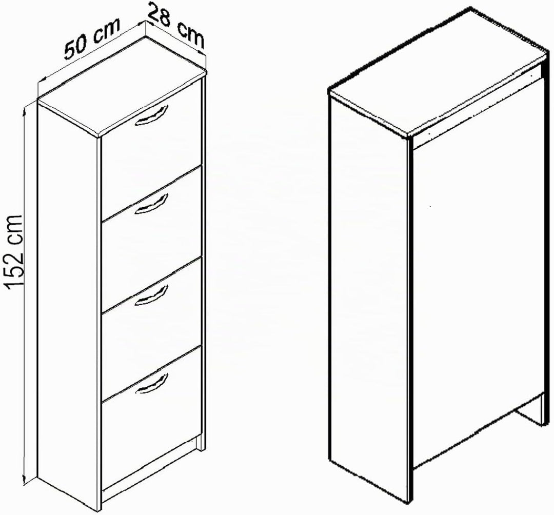 Home Collective Schuhschrank mit 4 aufklappbaren Schubladen Schuhregal mit 4 Fächern weiche abgerund
