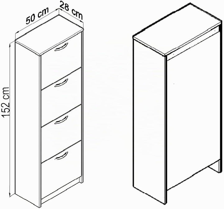 Home Collective Schuhschrank mit 4 aufklappbaren Schubladen Schuhregal mit 4 Fächern weiche abgerund