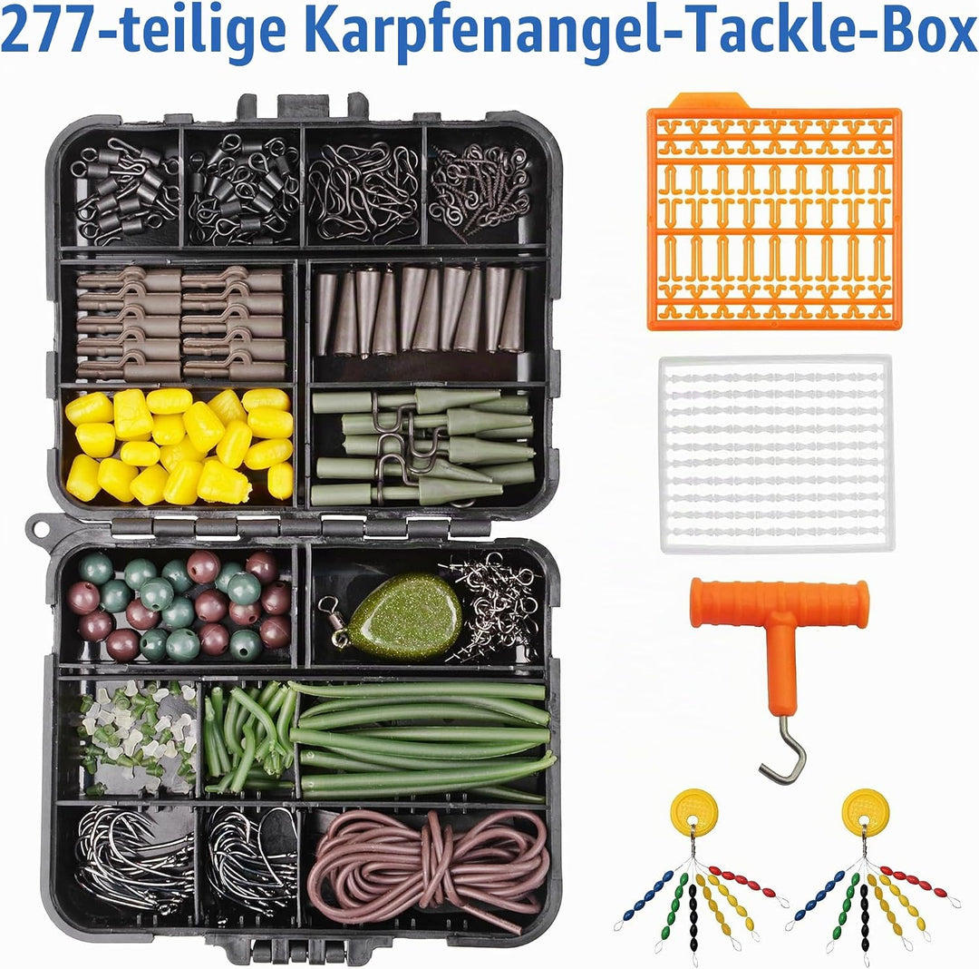 OROOTL Karpfen Zubehör Rigs Set 277Stk Angelzubehör Karpfen Angelkoffer mit Zubehör Karpfenangeln Ha
