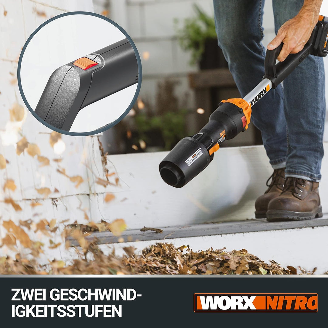 WORX WG543E Akku-Laubbläser Leafjet 20V - bürstenloser Montor - variable Luftsteuerung - weniger Akk