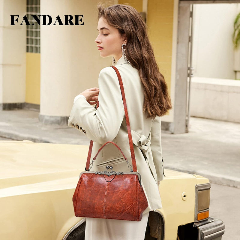 FANDARE Handtaschen Damen Schultertasche Umhängetasche Handy Bag für Frauen PU Leder Wasserdicht Sch