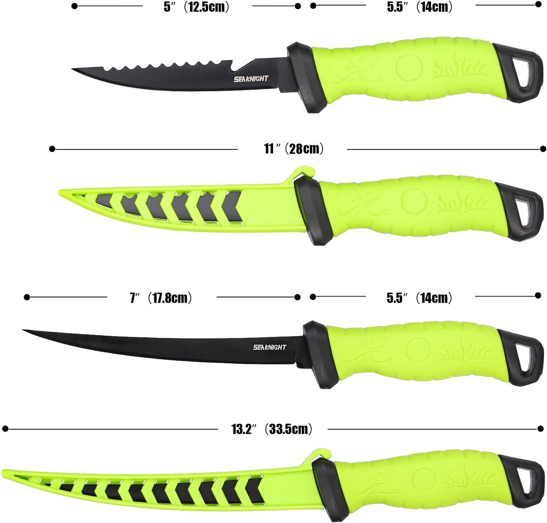 Seaknight Angelmesser 5" 7" 9" Rasiermesser scharfe Edelstahlklinge Filetmesser Rutschfester Gummigr