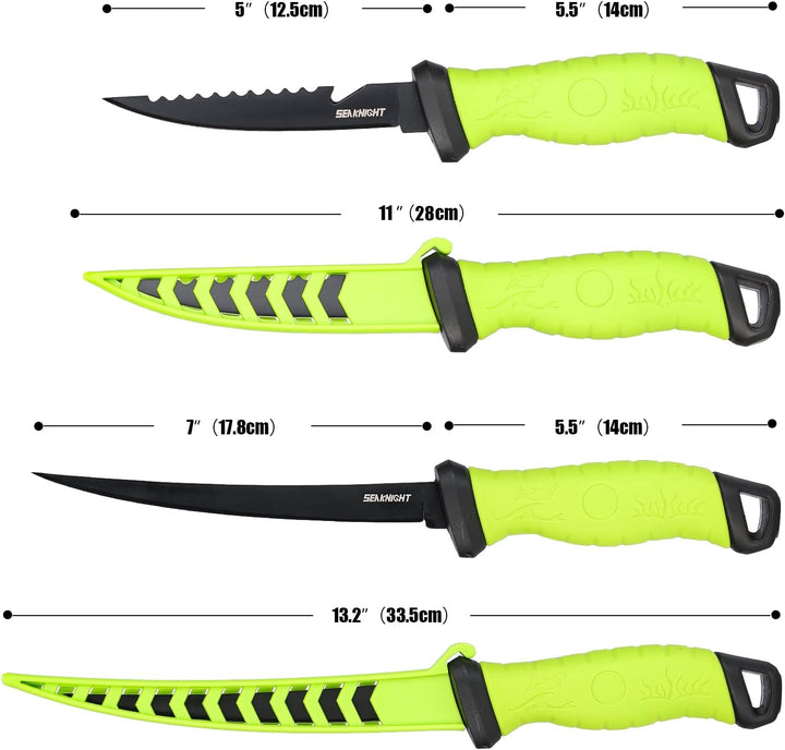 Seaknight Angelmesser 5" 7" 9" Rasiermesser scharfe Edelstahlklinge Filetmesser Rutschfester Gummigr