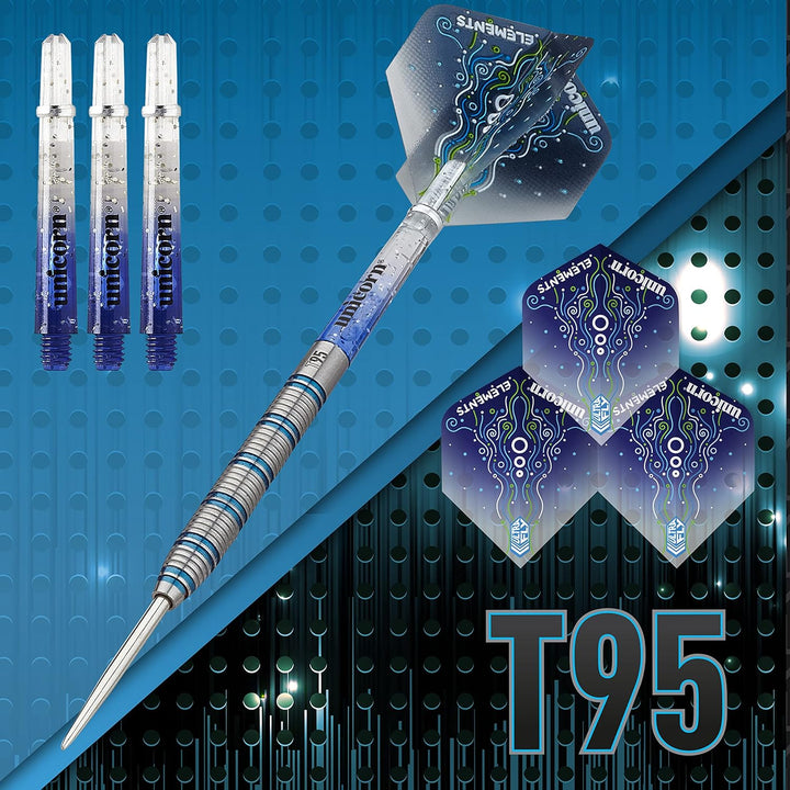 Unicorn T95 Core XL Blue Type 1 95% Tungsten Steel Tip Darts Dartpfeile mit Stahlspitze 20 g blau, 2
