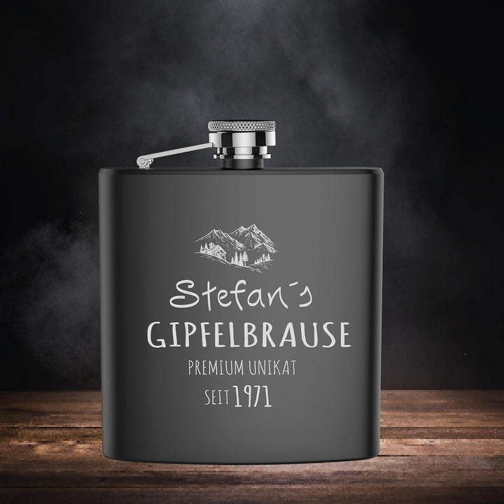 FORYOU24 Edelstahl Flachmann mit Gravur Guipfelbrause Geschenk für Papa Opa Onkel Freund zu Weihnach