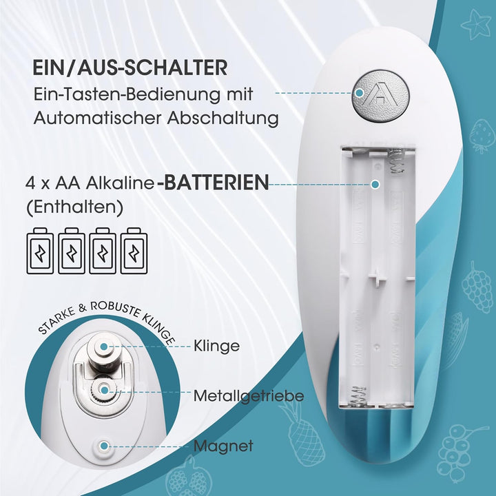 HAUSHOF Elektrischer Dosenöffner, One Touch Dosenöffner, Automatische 360°-Drehung & Automatischer S