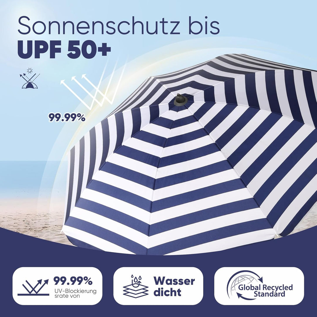Sekey 160 cm Sonnenschirm Balkon mit Bodenhülse &amp; Schutzhülle, Neigungs und Höhenverstellung, Sonnen