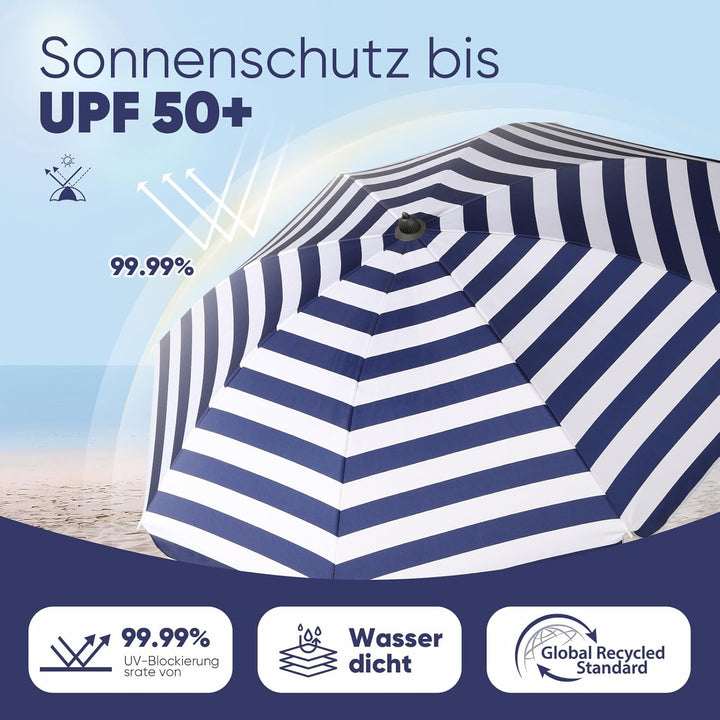Sekey 160 cm Sonnenschirm Balkon mit Bodenhülse &amp; Schutzhülle, Neigungs und Höhenverstellung, Sonnen