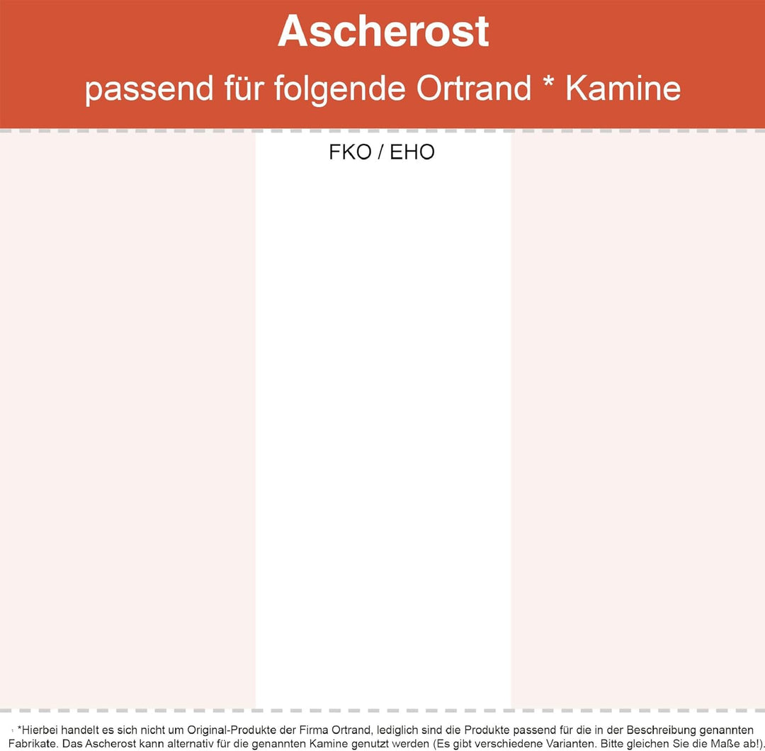 Kaminrost/Ascherost Eckig Typ B 260 x 210 x 15 mm passend für Ortrand ** Kaminöfen inkl. Modellübers