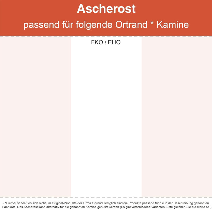 Kaminrost/Ascherost Eckig Typ B 260 x 210 x 15 mm passend für Ortrand ** Kaminöfen inkl. Modellübers